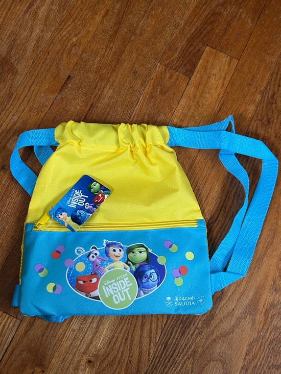 Disney Other - Disney Yellow and Blue Inside Out Kids Drawstring Backpack